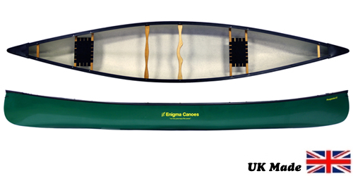 The Enigma Canoes Prospector 17 Open Canoe perfect for a range of waters and perfect for solo on tandem paddling